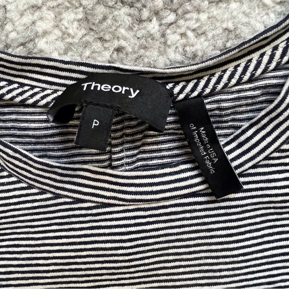 𝅺Theory Continuous T Dress Blue / White Stripe Knit Short Sleeve Mini Size P/0 - Picture 7 of 8